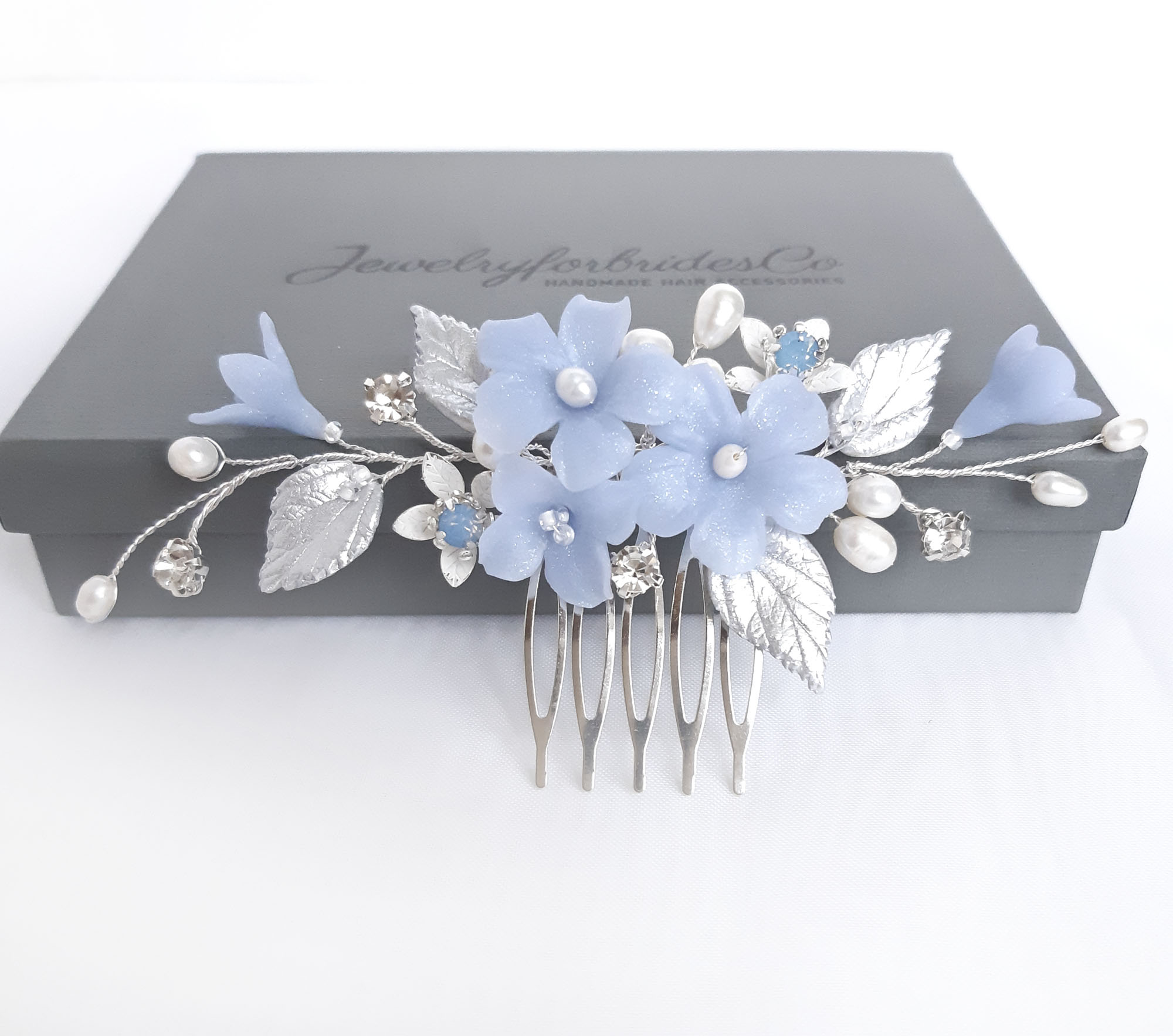 Dusty blue wedding hair comb Small bridal hair piece Blue