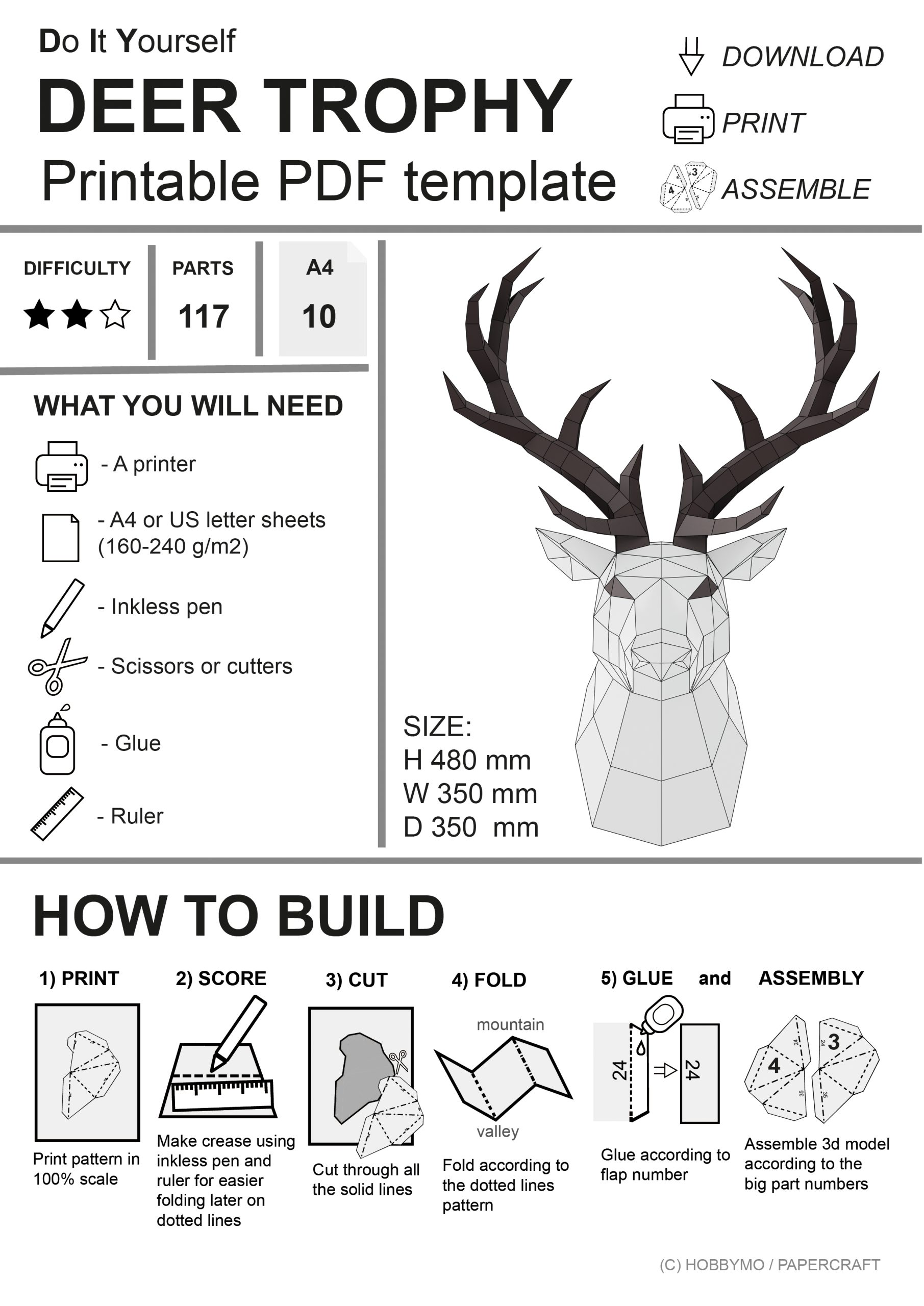 Plantilla de cuernos de ciervo - Plantilla para exteriores, plantillas de  Buck, plantilla de camuflaje, plantilla de camping, plantilla Buck