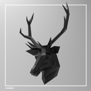 Steel Sheet Metal Drawings Plans Pattern Template Deer Head Project Sculpture (dxf, PDF)