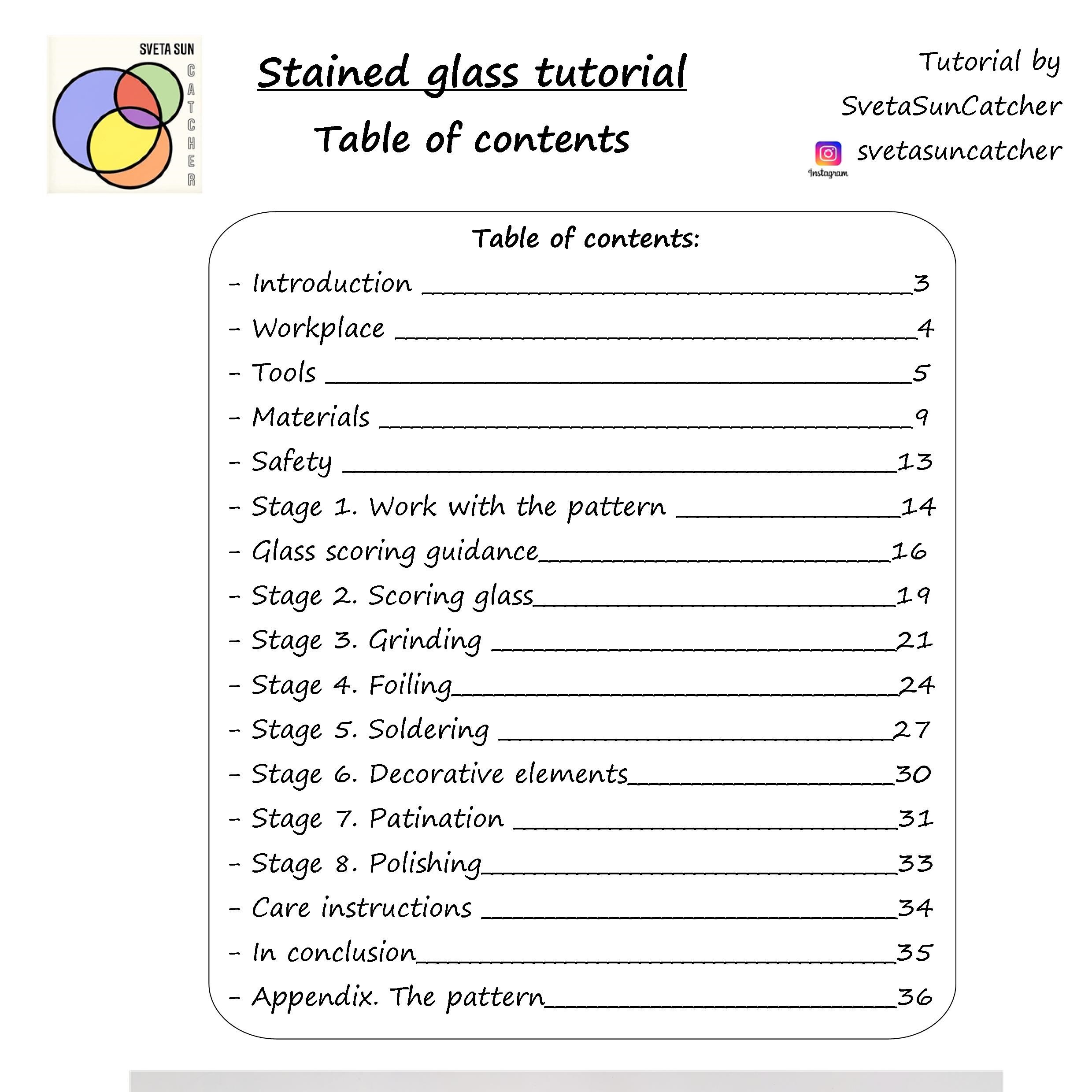 Stained Glass PDF Tutorial, Suncatcher For Beginners, eBook 2 Stained glass tutorial