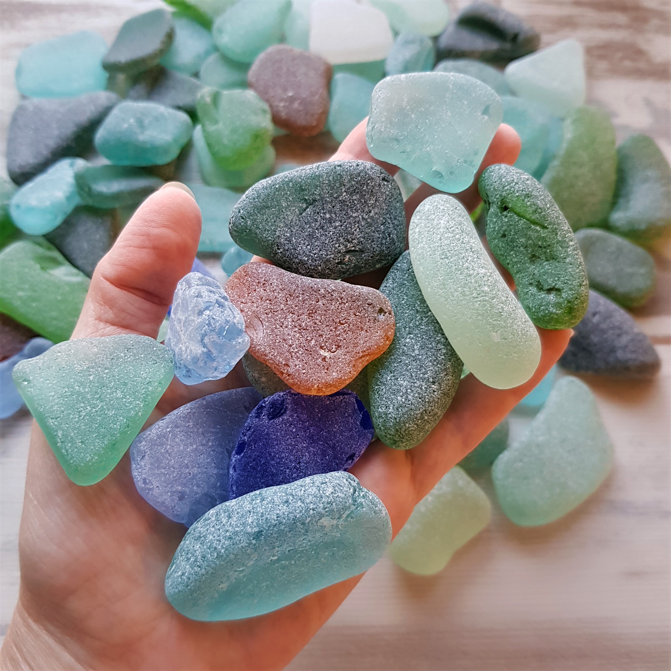 Aqua sea glass Authentic beach glass Mixed size