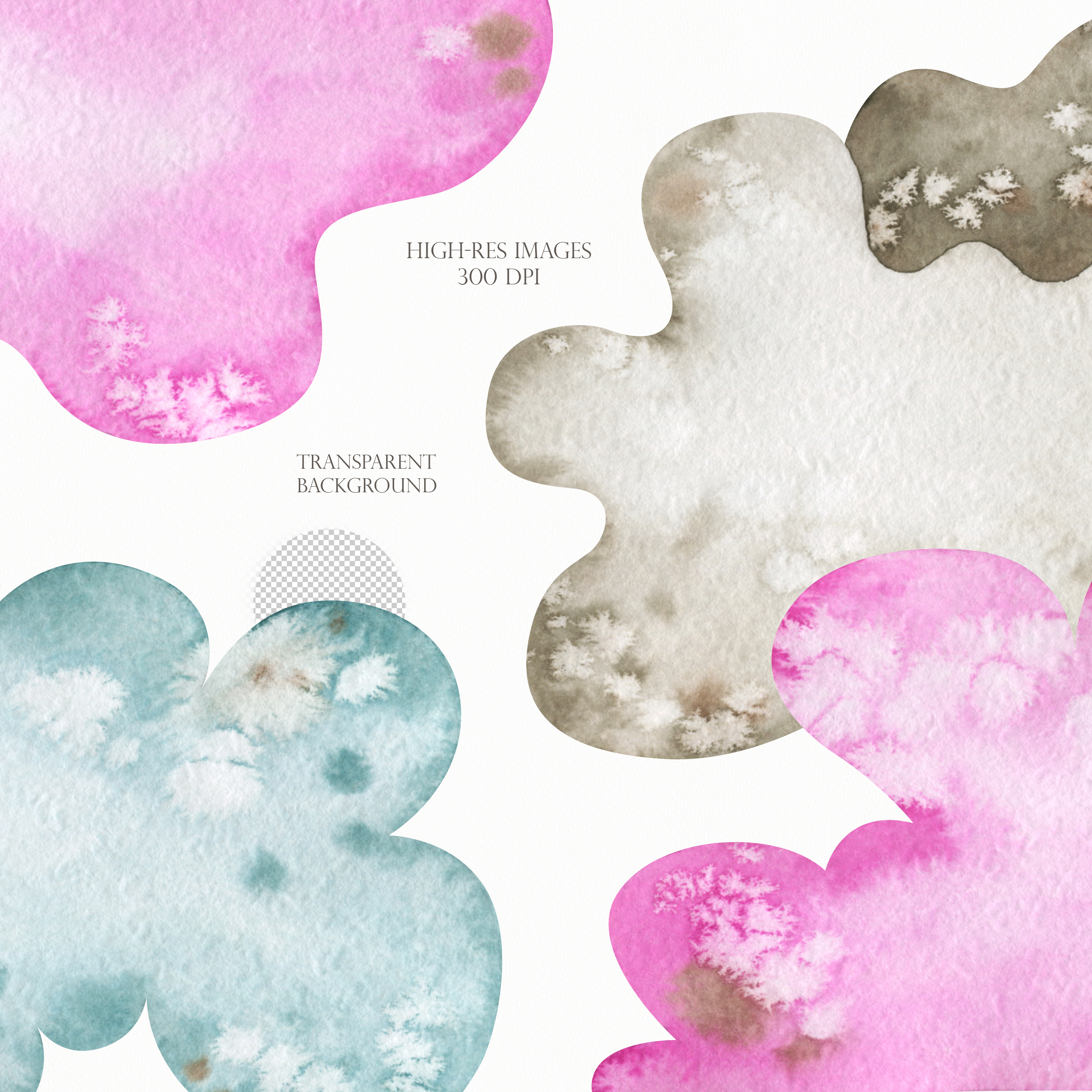 Watercolor cloud clipart. Pink, blue, beige vintage clouds 3 Watercolor cloud clipart. Pink, blue, beige vintage clouds - Image 3