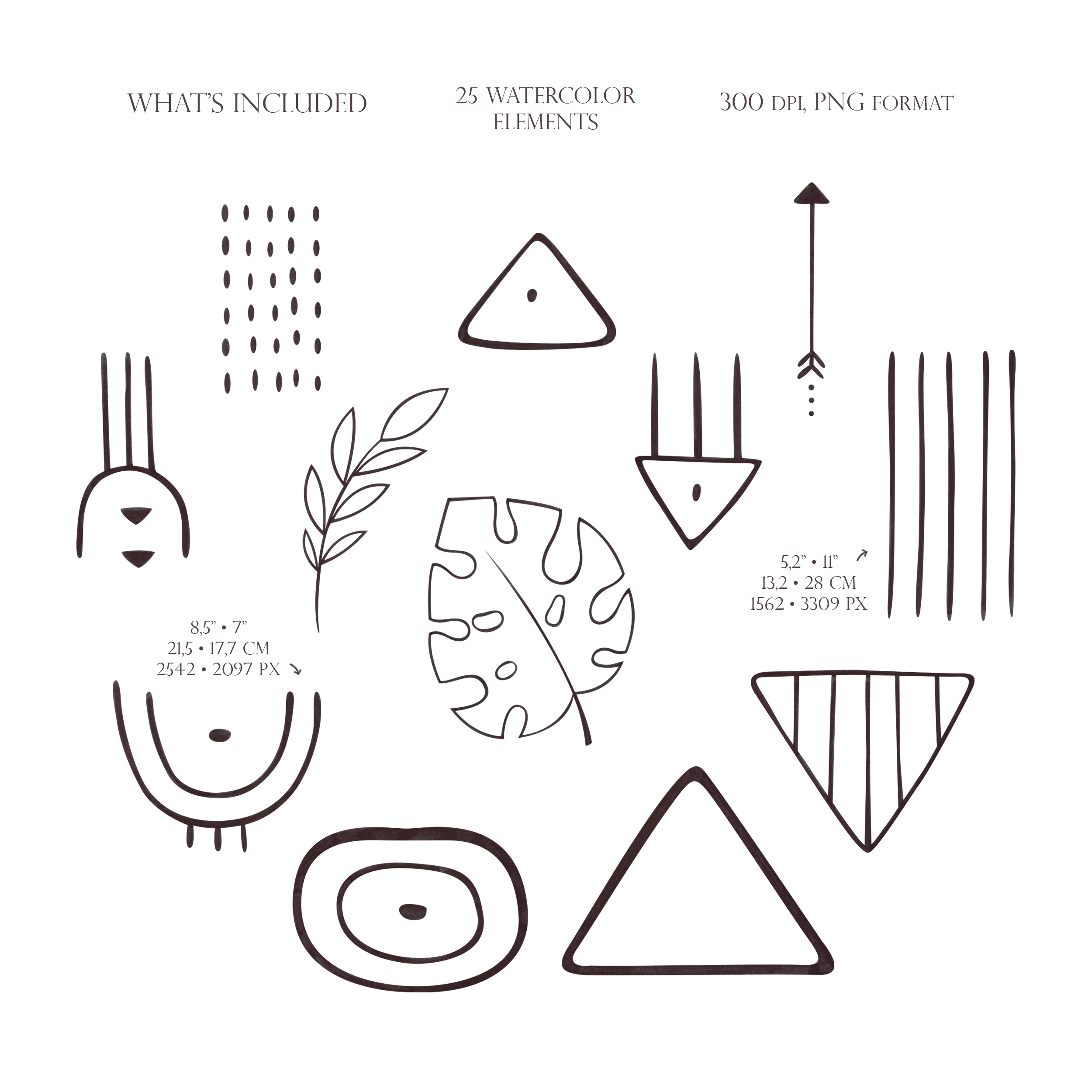 Watercolor modern abstract shapes clipart. Botanical line art 3 Watercolor modern abstract shapes clipart. Botanical line art - Image 3