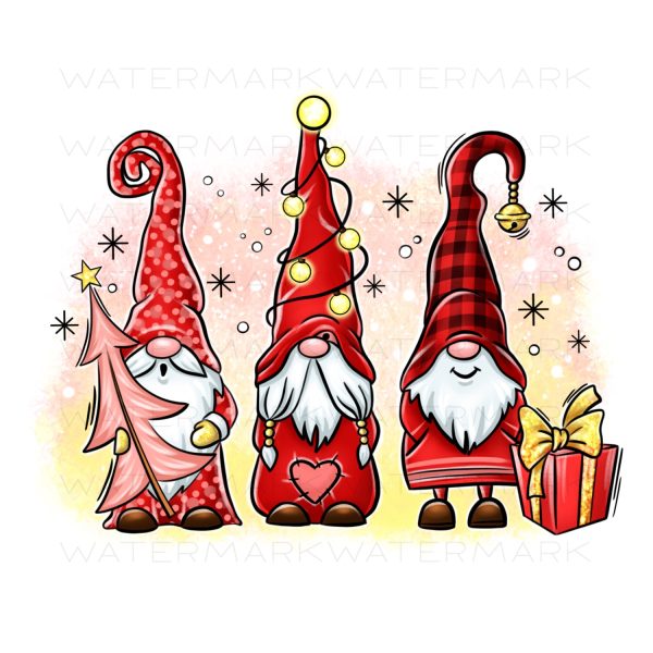 Cute Christmas gnomes, png sublimation design, red gnomes