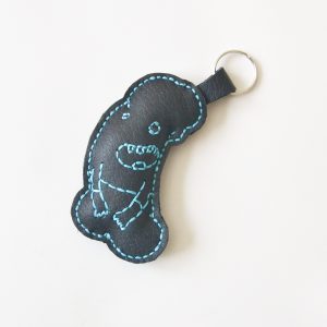 Penis keychain with face Leather dick keyholder. Black cock key ring & gift box bdsm.