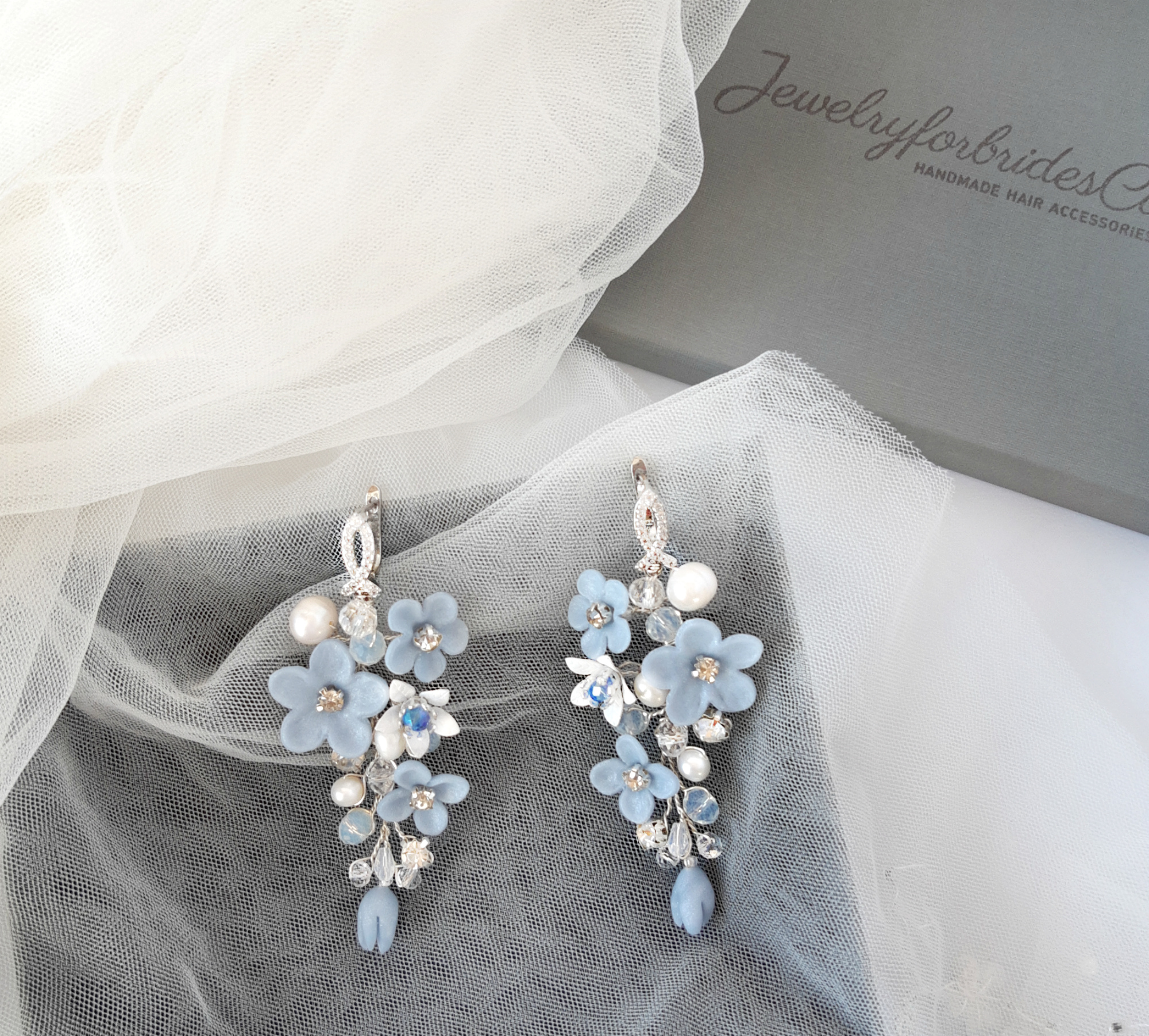 Dusty blue hot sale wedding earrings