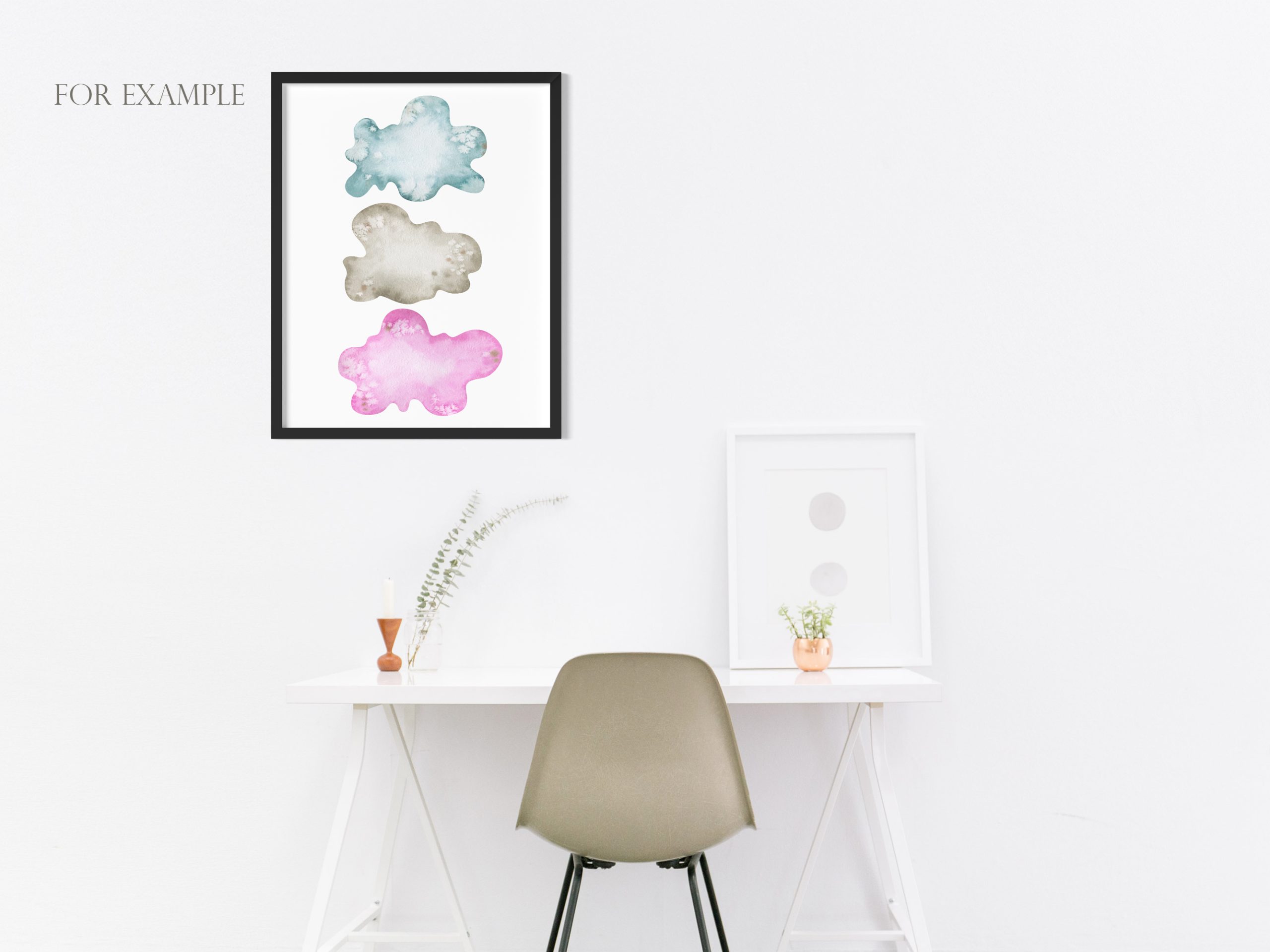 Watercolor cloud clipart. Pink, blue, beige vintage clouds 4 Watercolor cloud clipart. Pink, blue, beige vintage clouds - Image 4