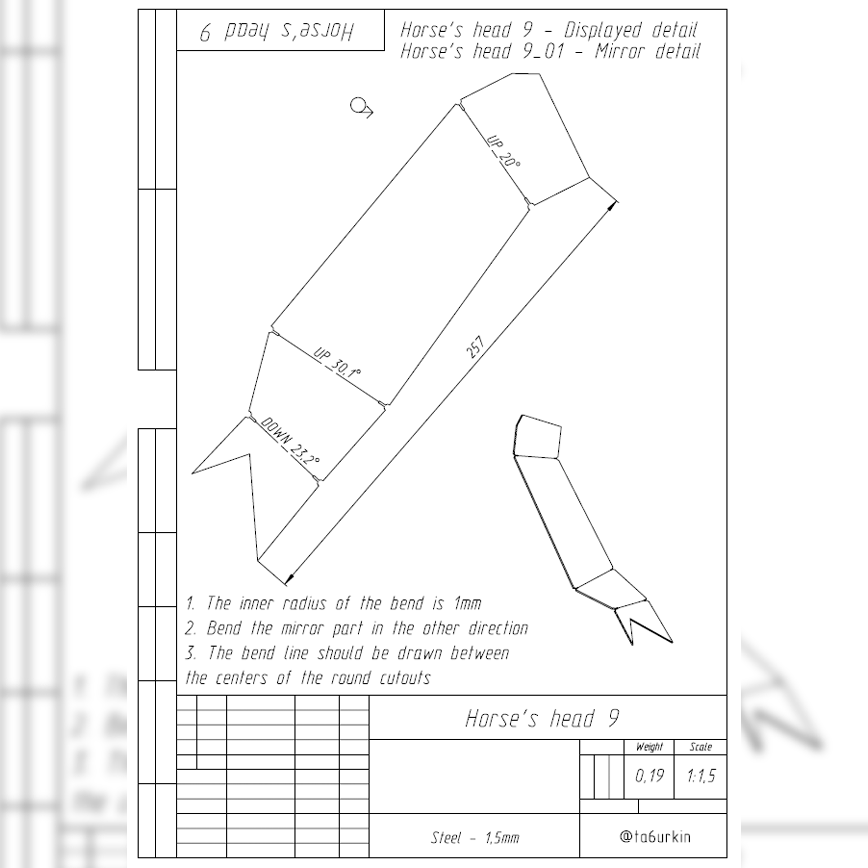 Welding Project Plans Drawings Chess Horse (DXF, PDF) 7 Welding Project Plans Drawings Chess Horse (DXF, PDF) - Image 7