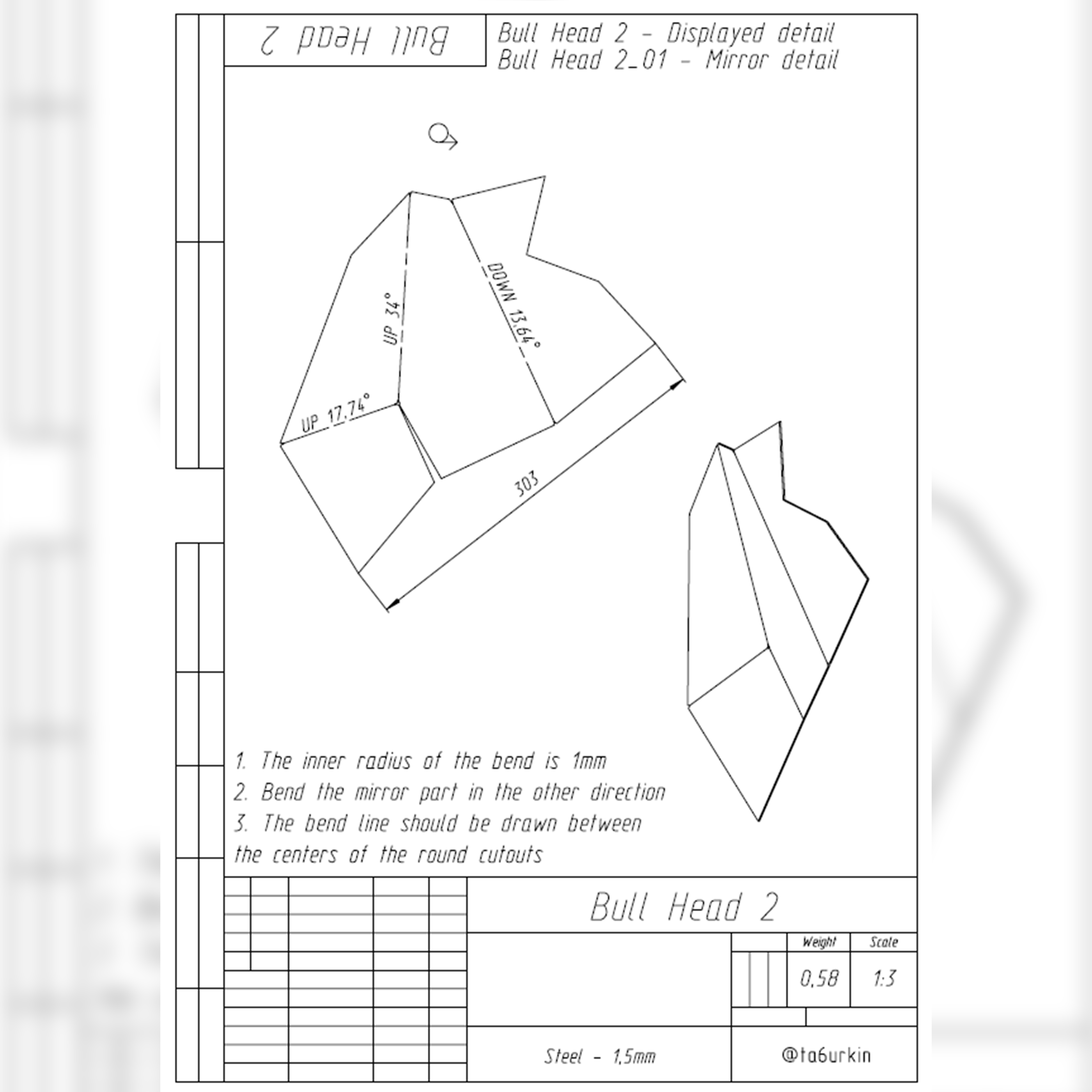 Welding ProjectPlans Drawings Bull Head (v1) (DXF, PDF) 5 Welding ProjectPlans Drawings Bull Head (v1) (DXF, PDF) - Image 5