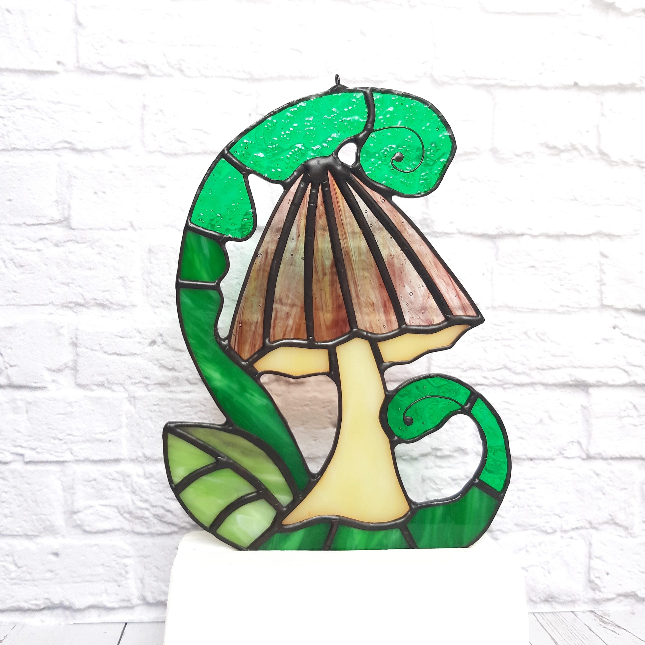Stained Glass Pattern, Forest Mushroom Suncatcher 6 Stained glass forest mushroom