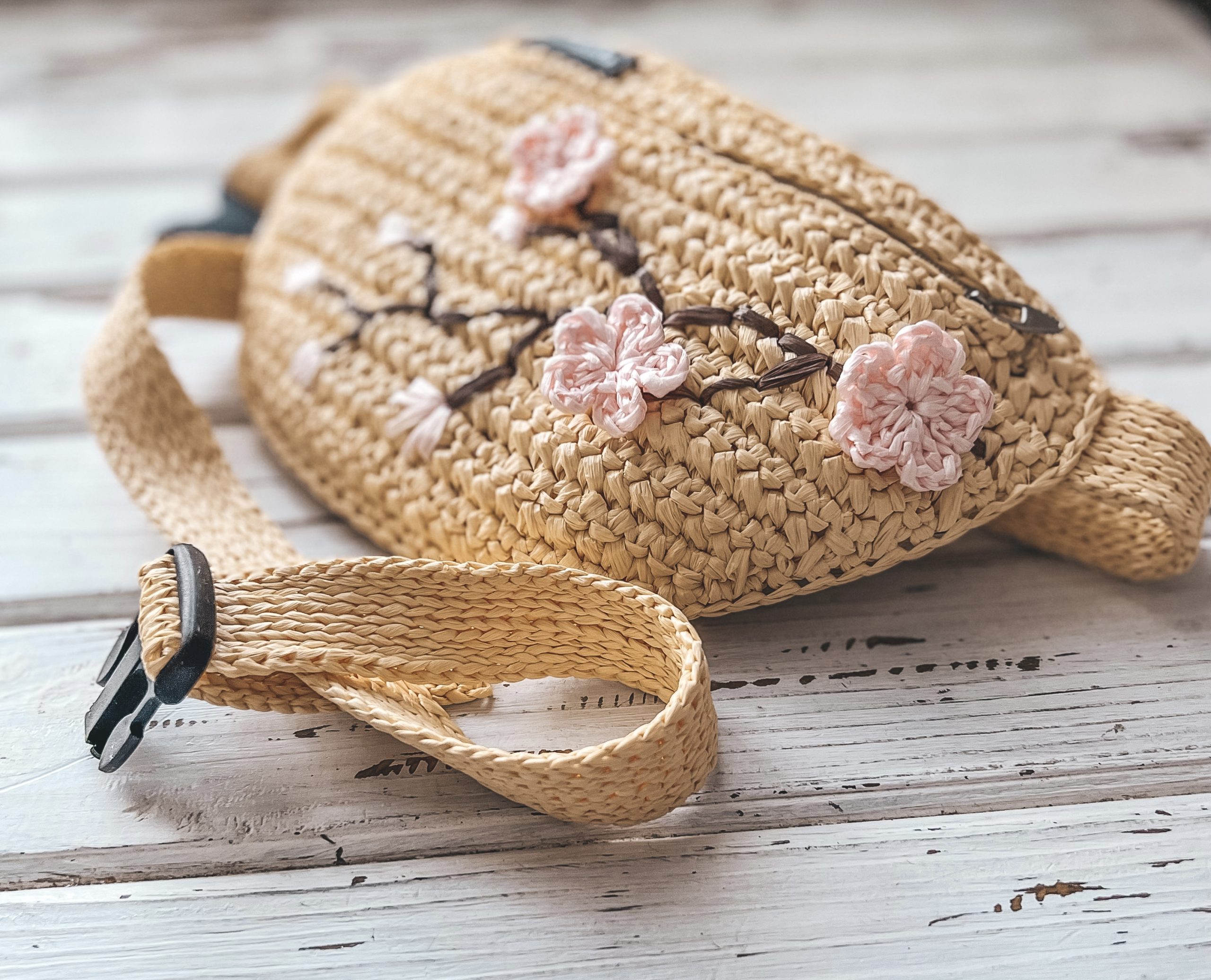 Crochet pattern fanny pack with raffia PDF digital instant