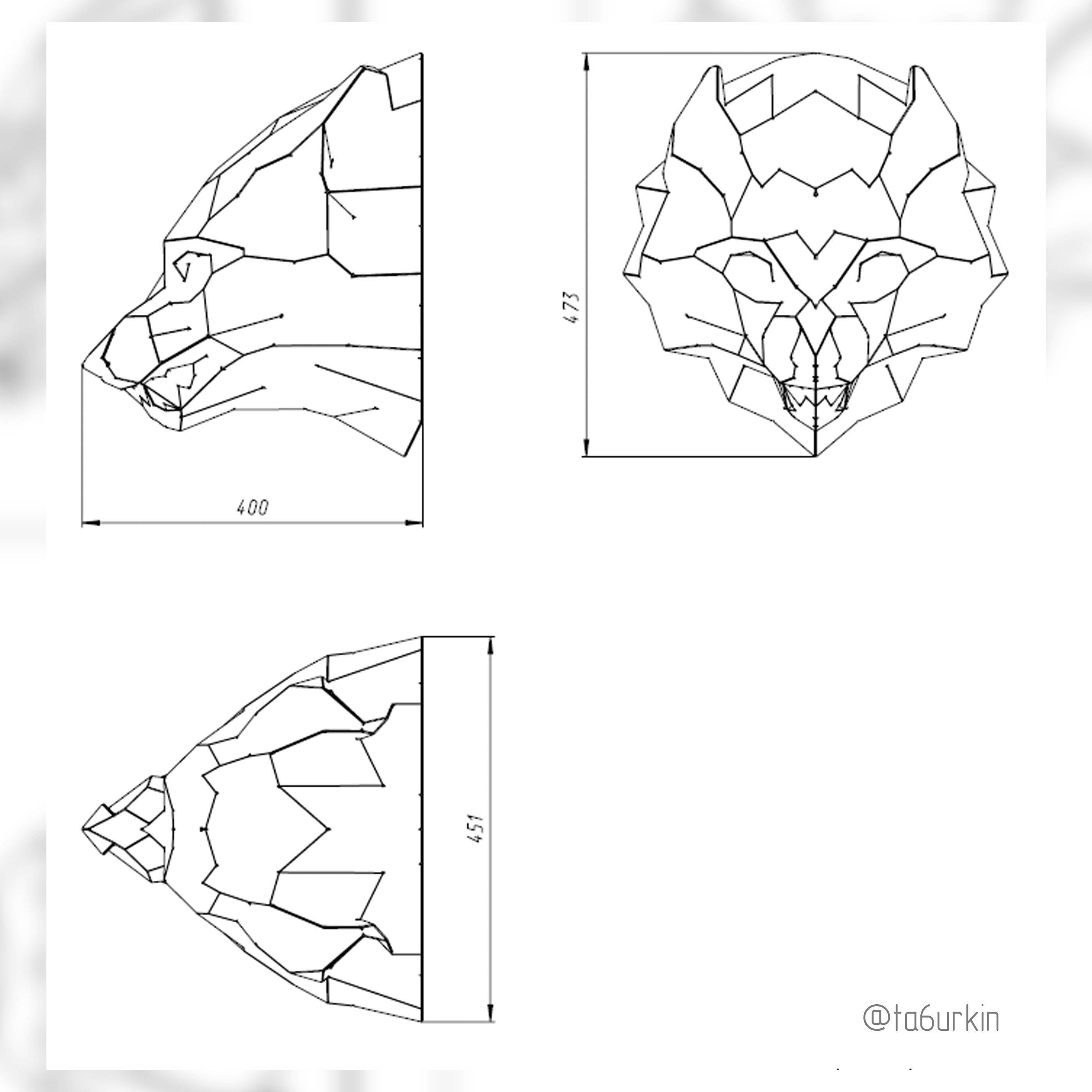 Welding Project Plans Drawings Wolf Head (DXF, PDF) 8 Welding Project Plans Drawings Wolf Head (DXF, PDF) - Image 8