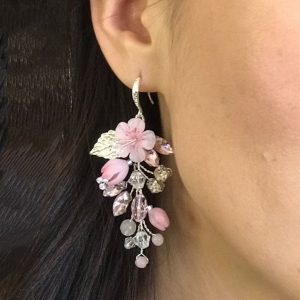 Cherry blossom earrings Pink sakura Blush flower bridal earrings