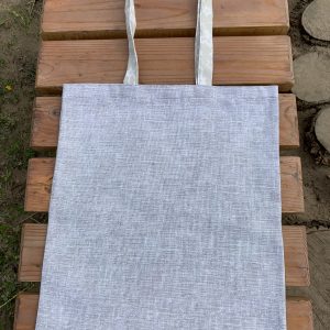 Strong reusable grey tote bag, cotton canvas bag with flowers