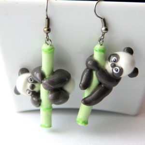 Pandas dangling earrings