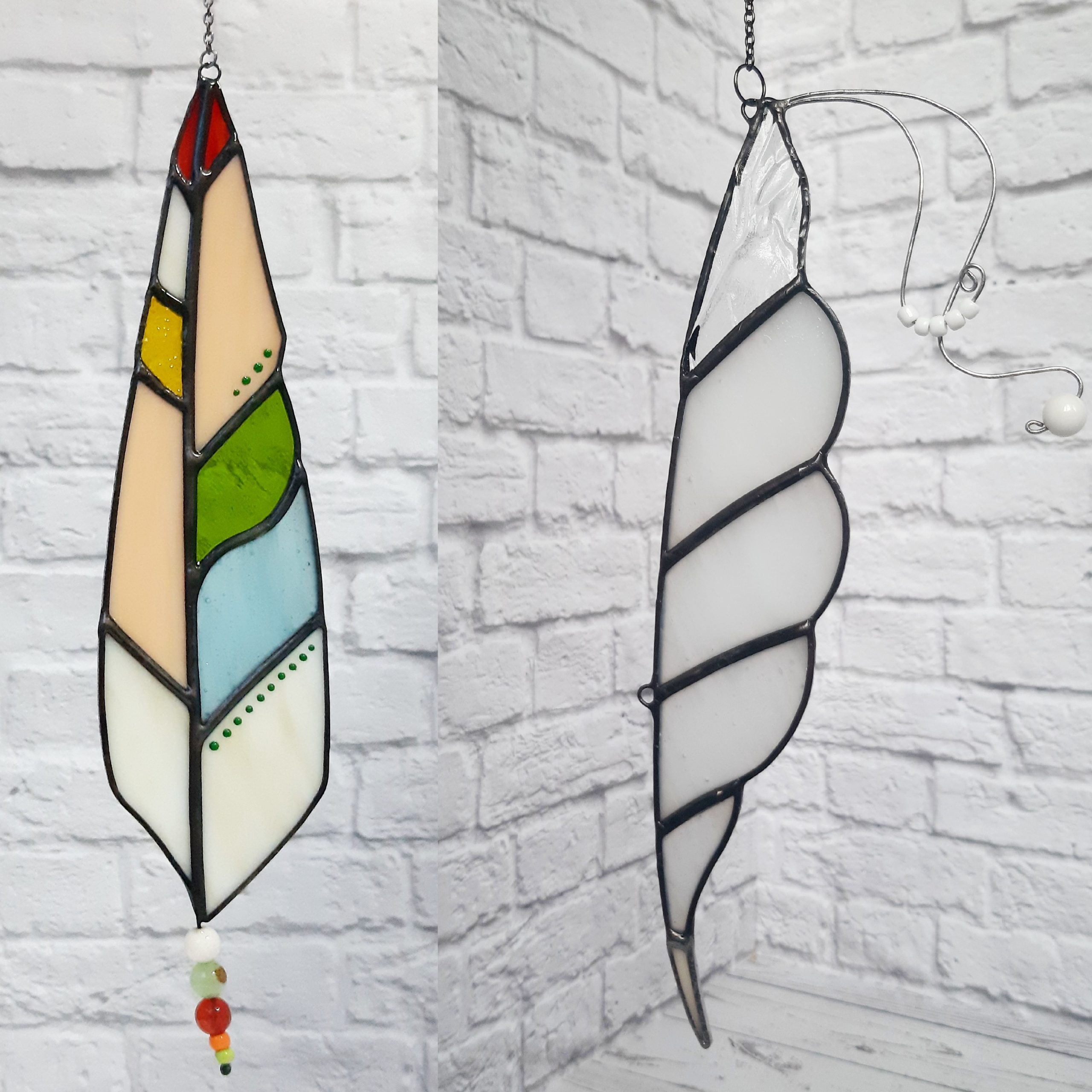 Attrape-lumière plume en vitrail, feather stained glass sun…