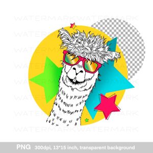 Funny Llama illustration, png sublimation,digital art design