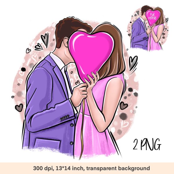 Illustration Couple in Love Postcard Be mine Sublimation