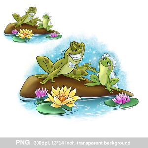Two frogs, png digital files, art print