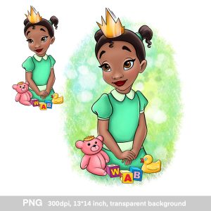 Baby black skin princess, png sublimation design