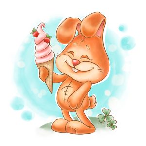 Funny rabbit with ice cream Digital illustration Png design