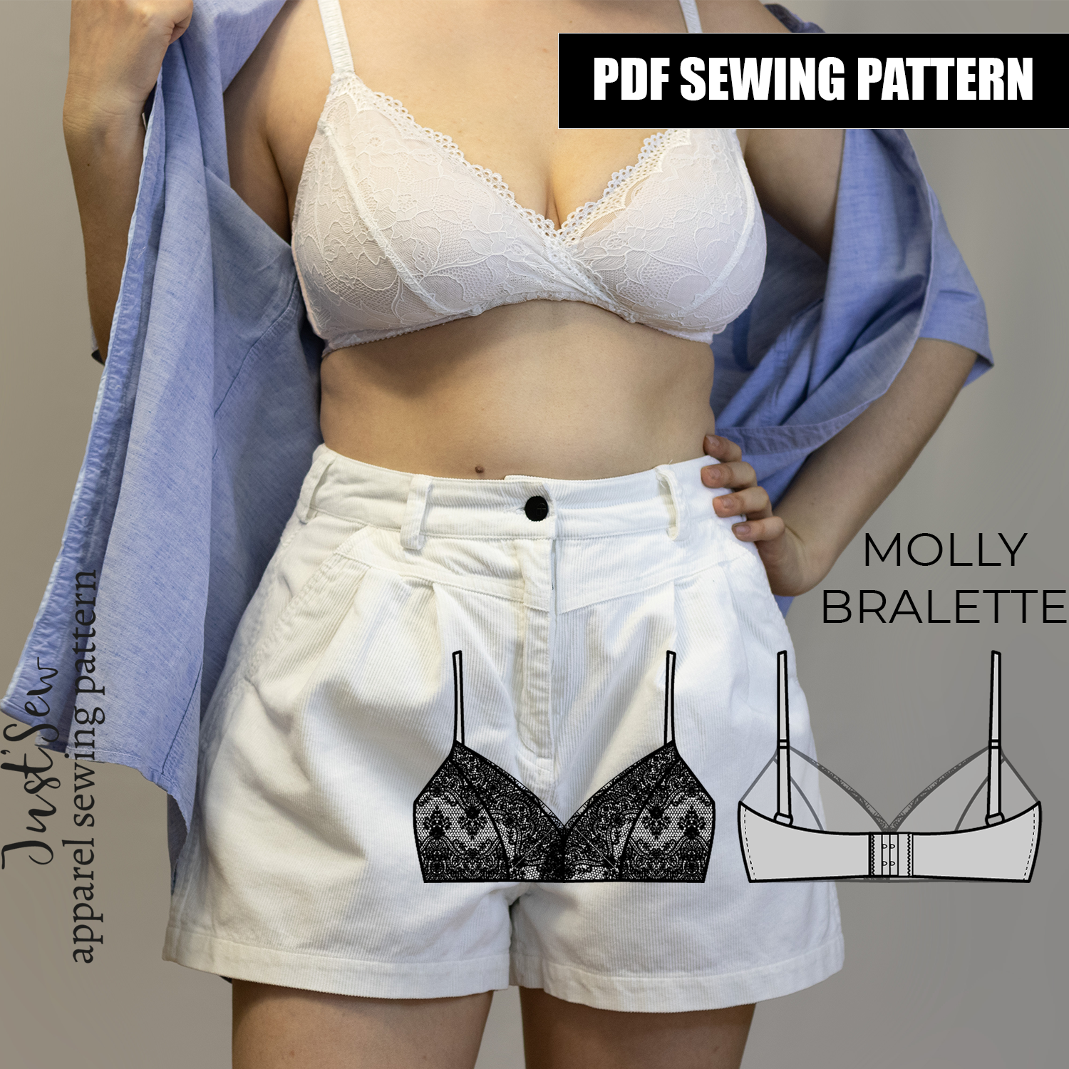 Bralette sewing pattern for women step-by-step instruction