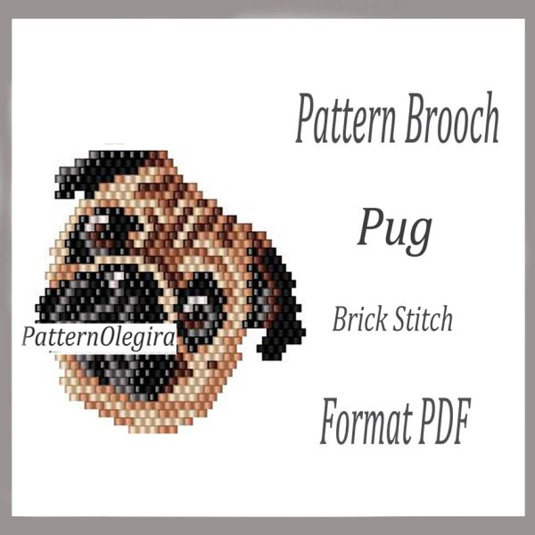 PUG Brooch bead pattern PDF file