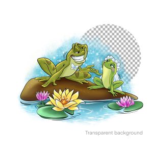 Two frogs, png digital files, art print