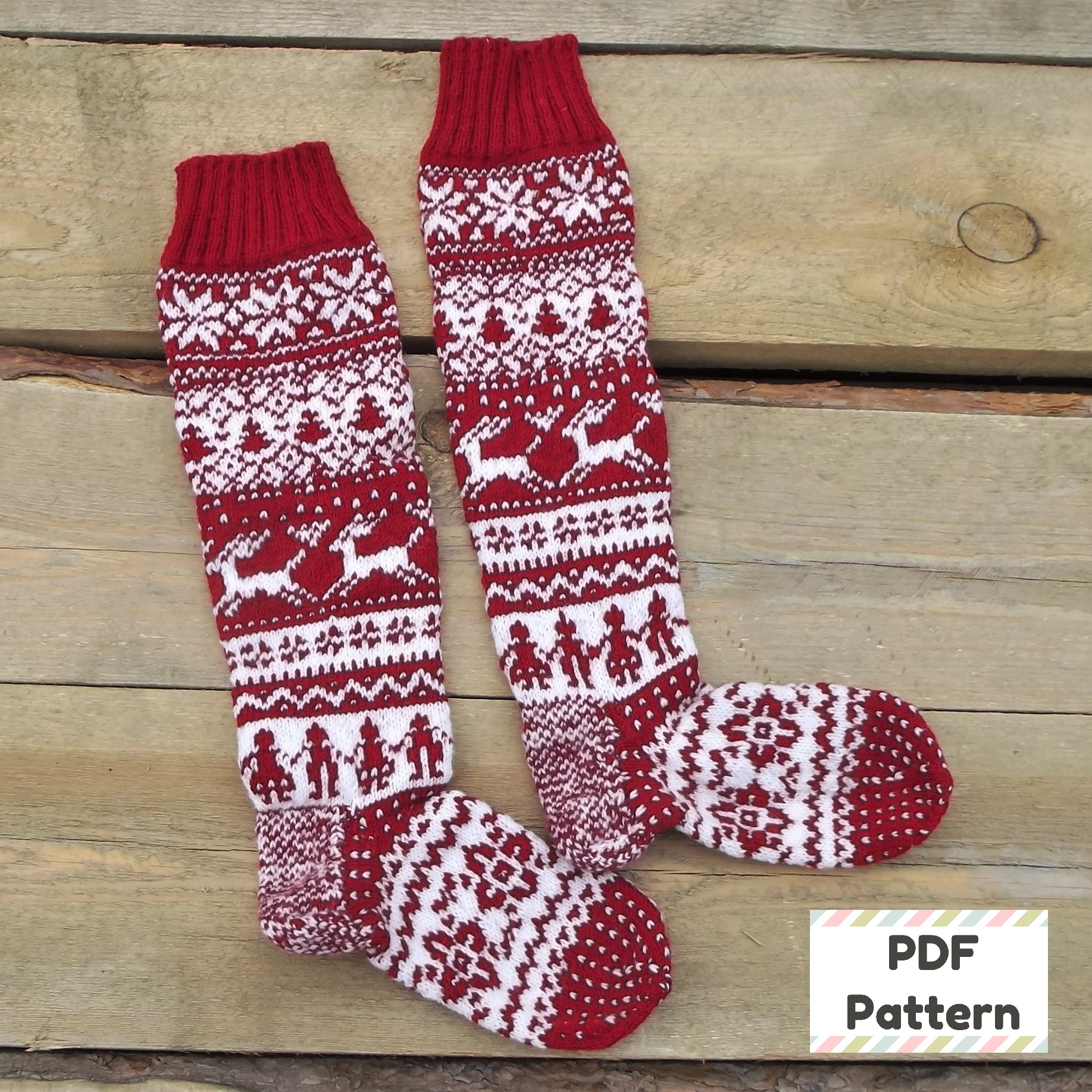 Christmas stocking knitting pattern, Christmas sock knitting pattern