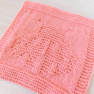 Home 484 Knitting pattern square with a ladybug, Knit washcloth, Dishcloth