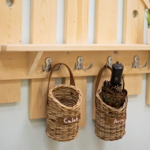 Hanging wicker baskets