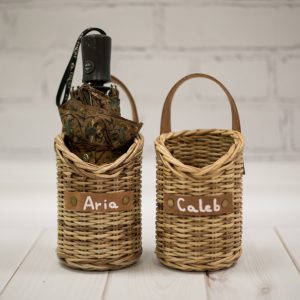 Hanging wicker baskets