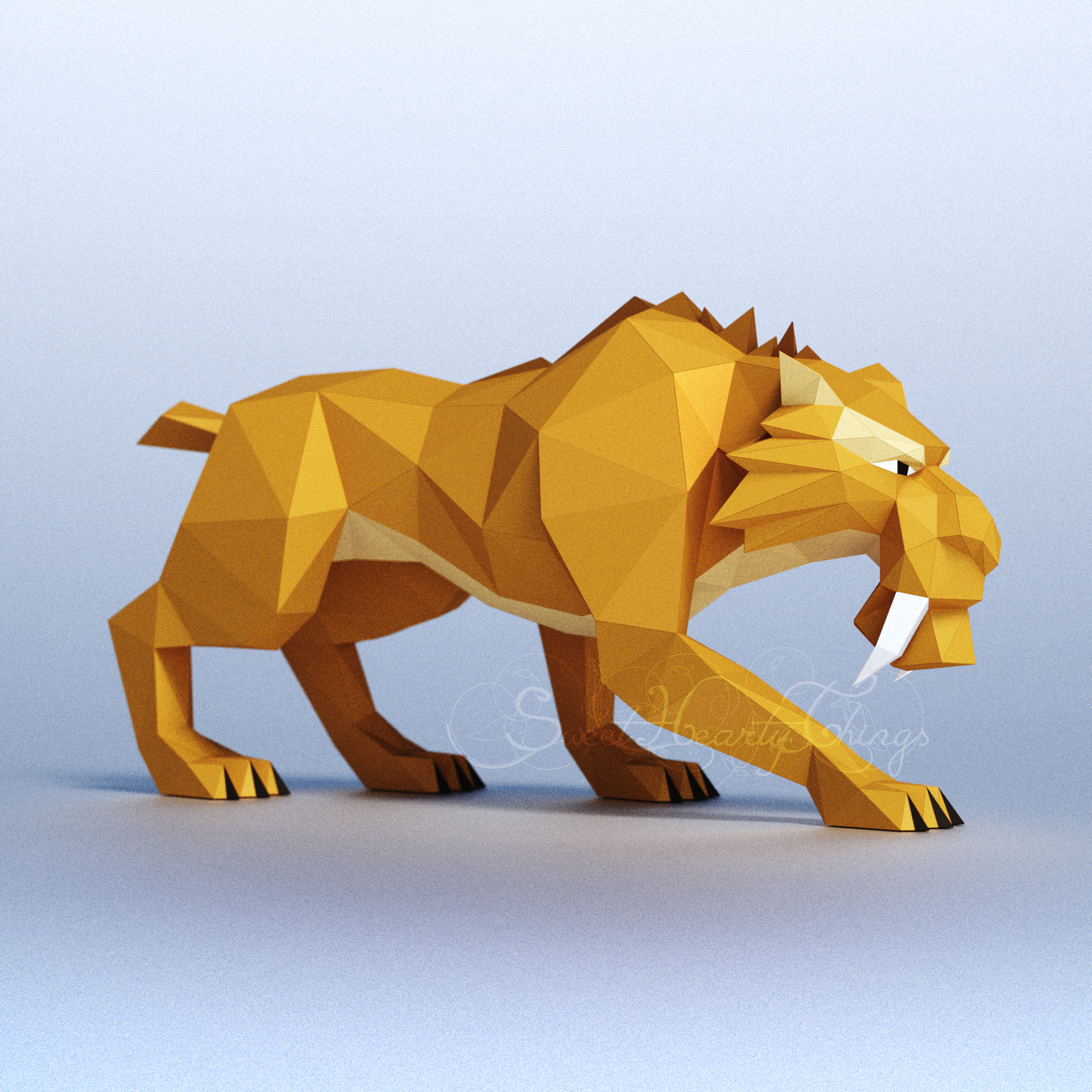 Tigre (macho, Em Pé) Papercraft 3d Digital.