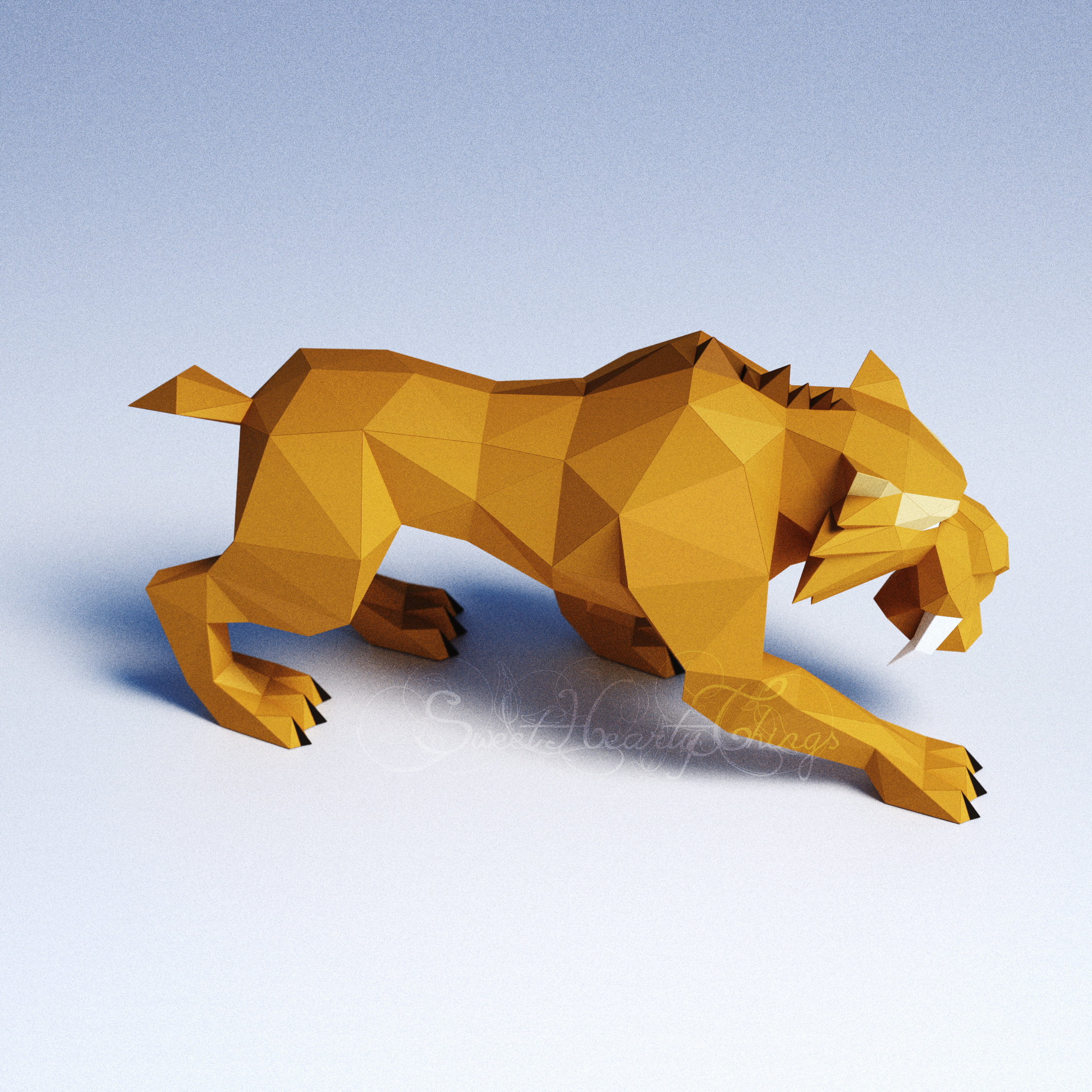 Tigre (macho, Em Pé) Papercraft 3d Digital.