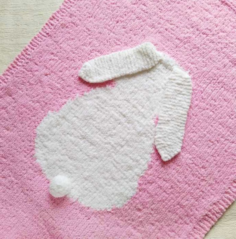 Bunny baby blanket knitting pattern - intarsia knit patterns