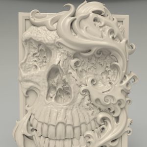 3D Model STL CNC Router file 3dprintable Gothic Skull panel