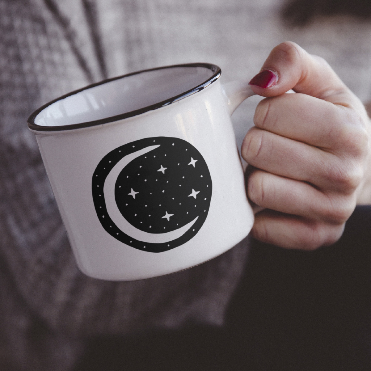 Moon Phase Cream Mug, Celestial Moon Spiritual Gifts