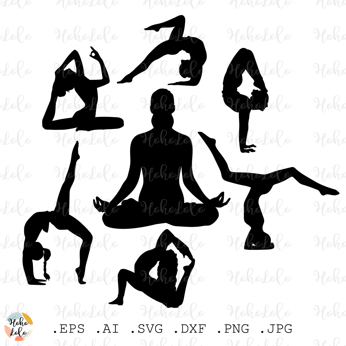 Yoga Silhouette Yoga Pose of Standing & Sitting | Silhouette vector,  Silhouette clip art, Silhouette