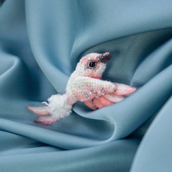 Textile bird brooch