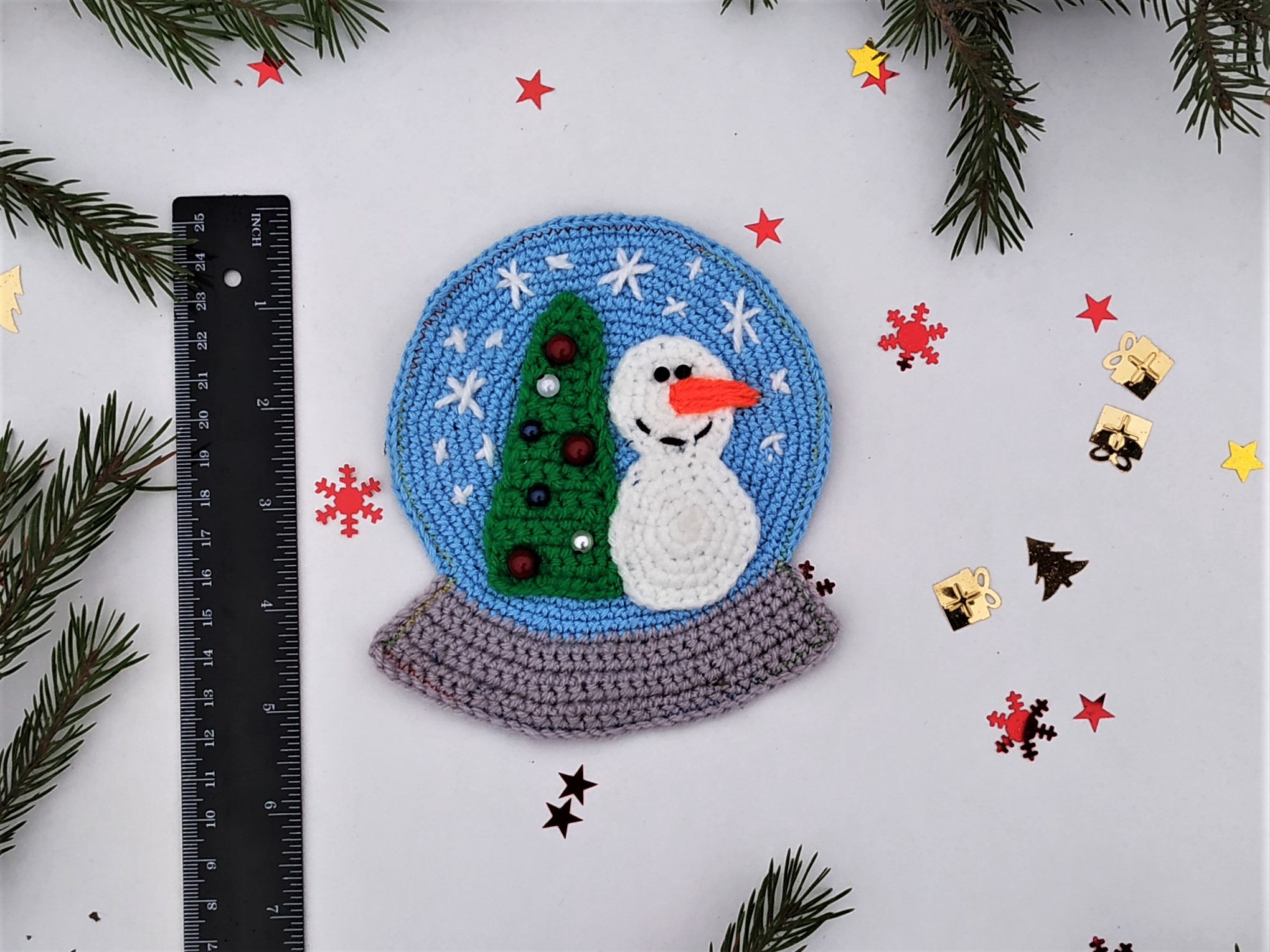 Snowglobe applique crochet pattern, Crochet snowglobe pattern, Snowglobe crochet pattern