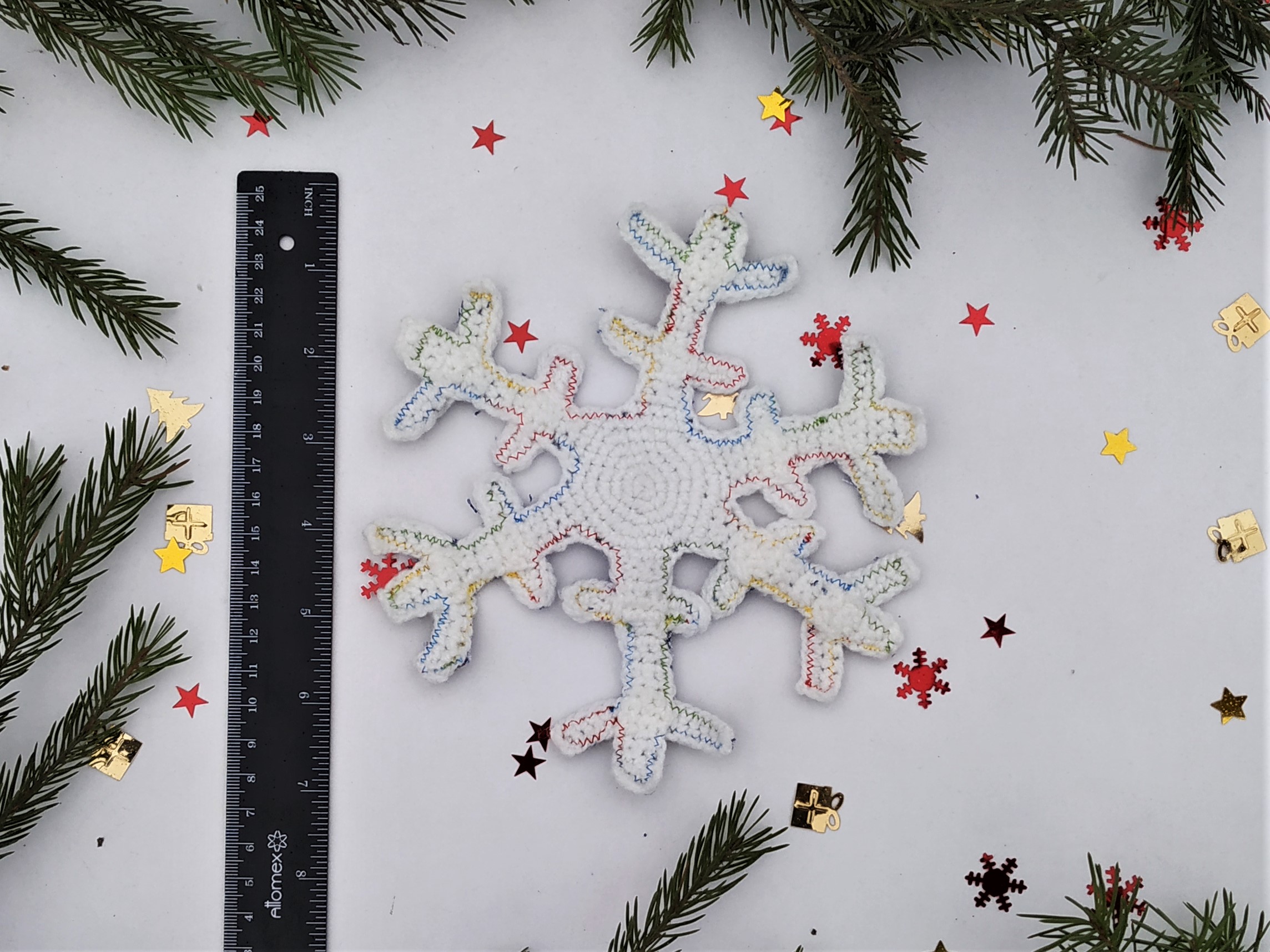 Snowflake applique crochet pattern, Snowflake garland crochet pattern