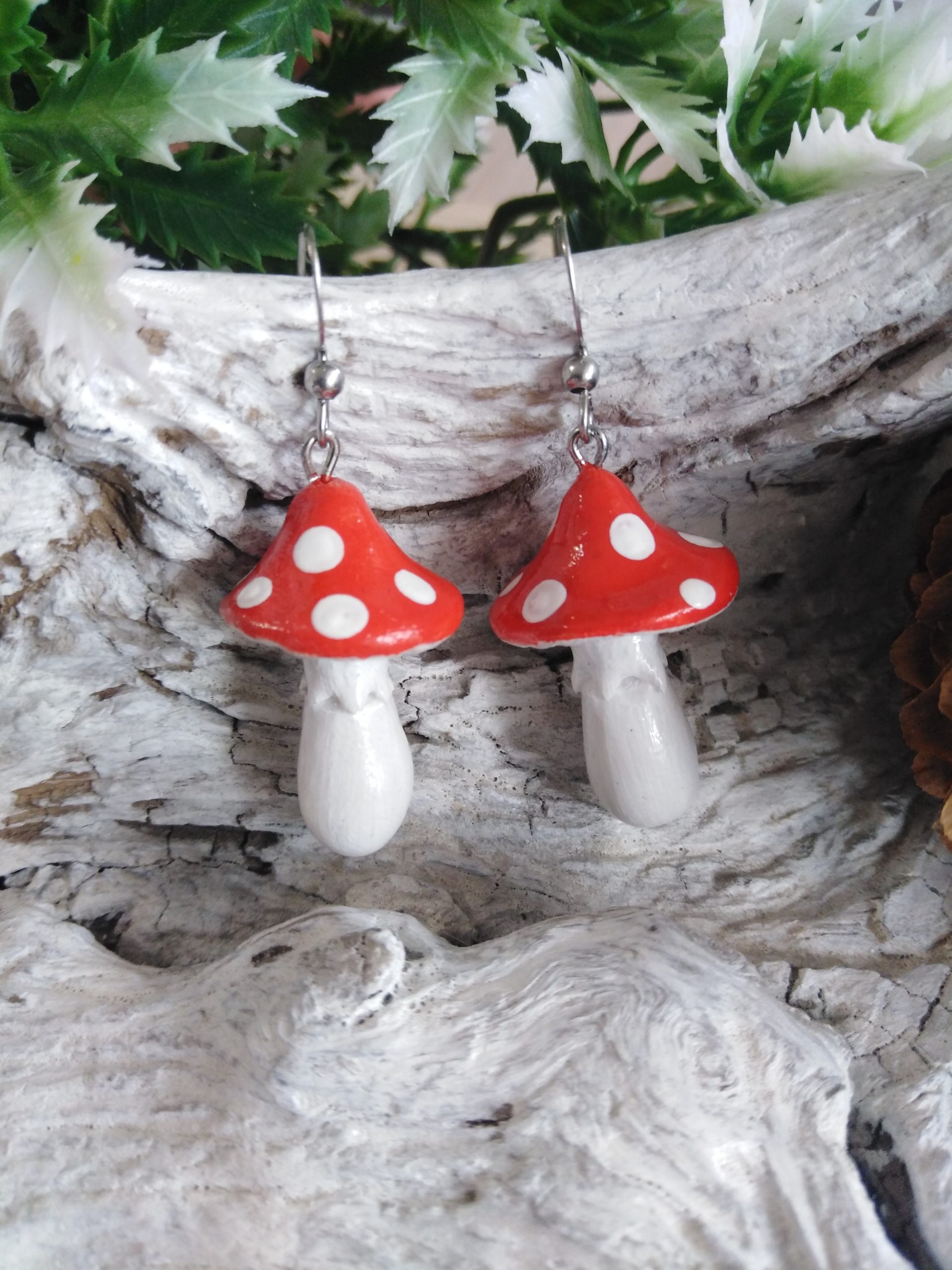 clay mushroom earrings