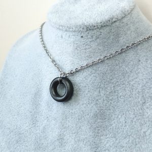Dystopian necklace for men. Ferrite pendant with chain. Post apocalyptic choker.