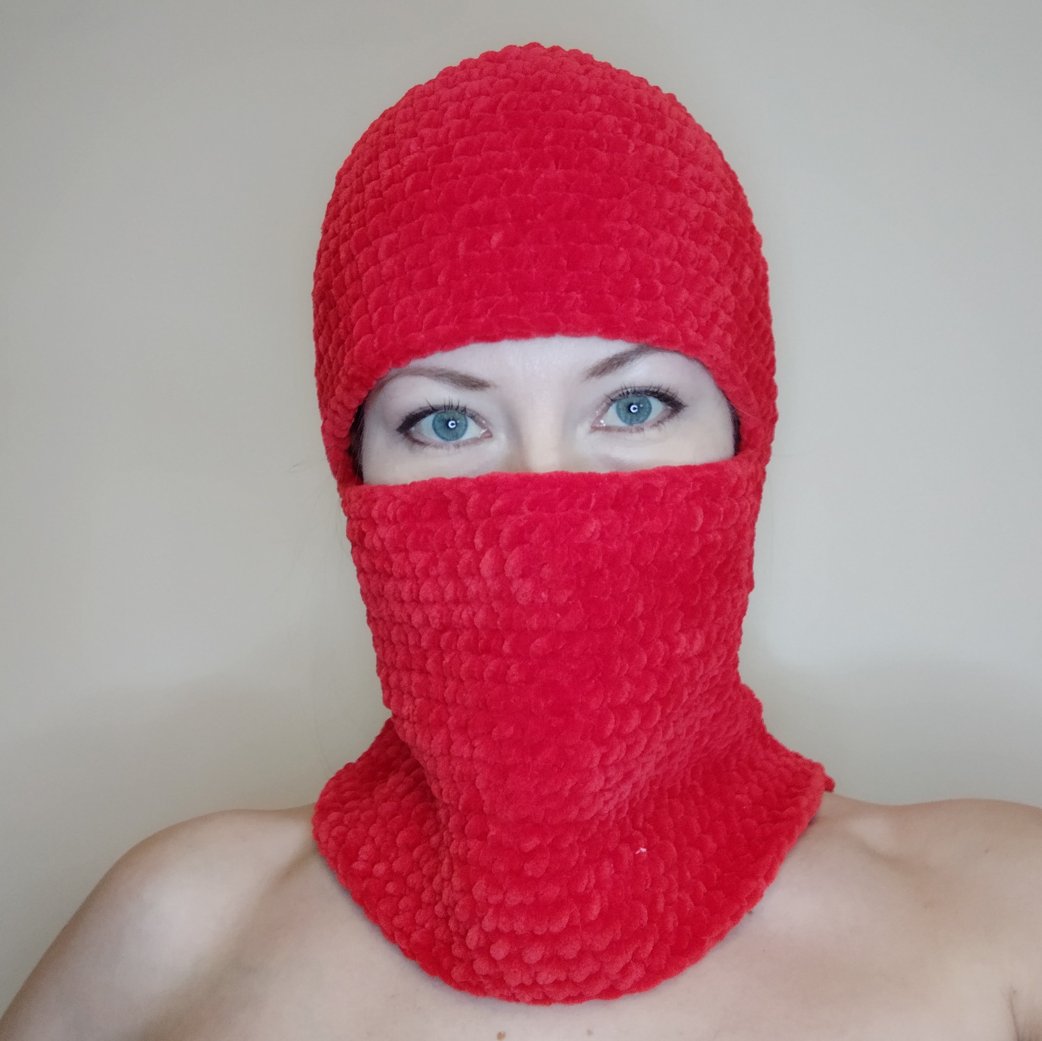 Crochet balaclava ski mask Red balaclava hand knit