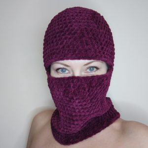 Hand knit balaclava Crochet ski mask Full face helmet hat