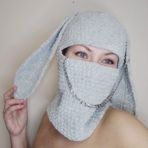 Sexy bunny mask adults. Bunny fetish hat. Bunny balaclava with chain.