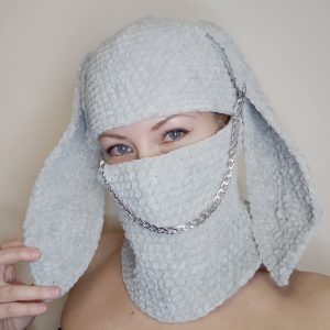 Sexy bunny mask adults. Bunny fetish hat. Bunny balaclava with chain.