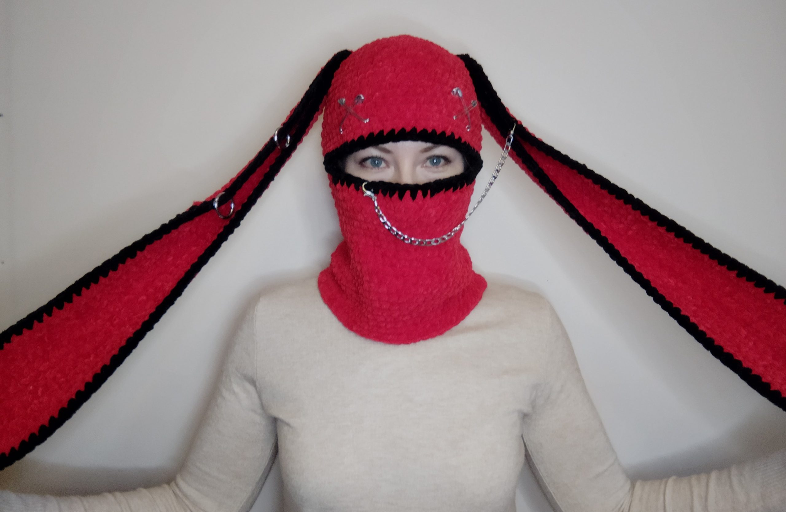 Crochet balaclava ski mask Red balaclava hand knit