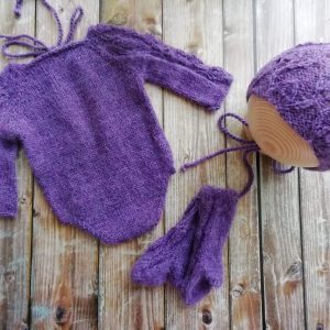 Alpaca set with openwork pattern (color purple).