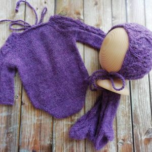 Alpaca set with openwork pattern (color purple).
